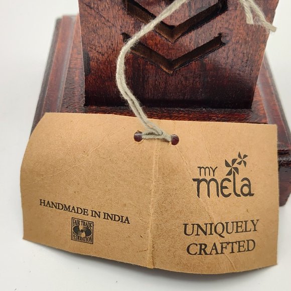 My Mela Mela Artisans Set of 3 Pillar Candle Holder Dark Wood Handmade Column - Picture 16 of 16